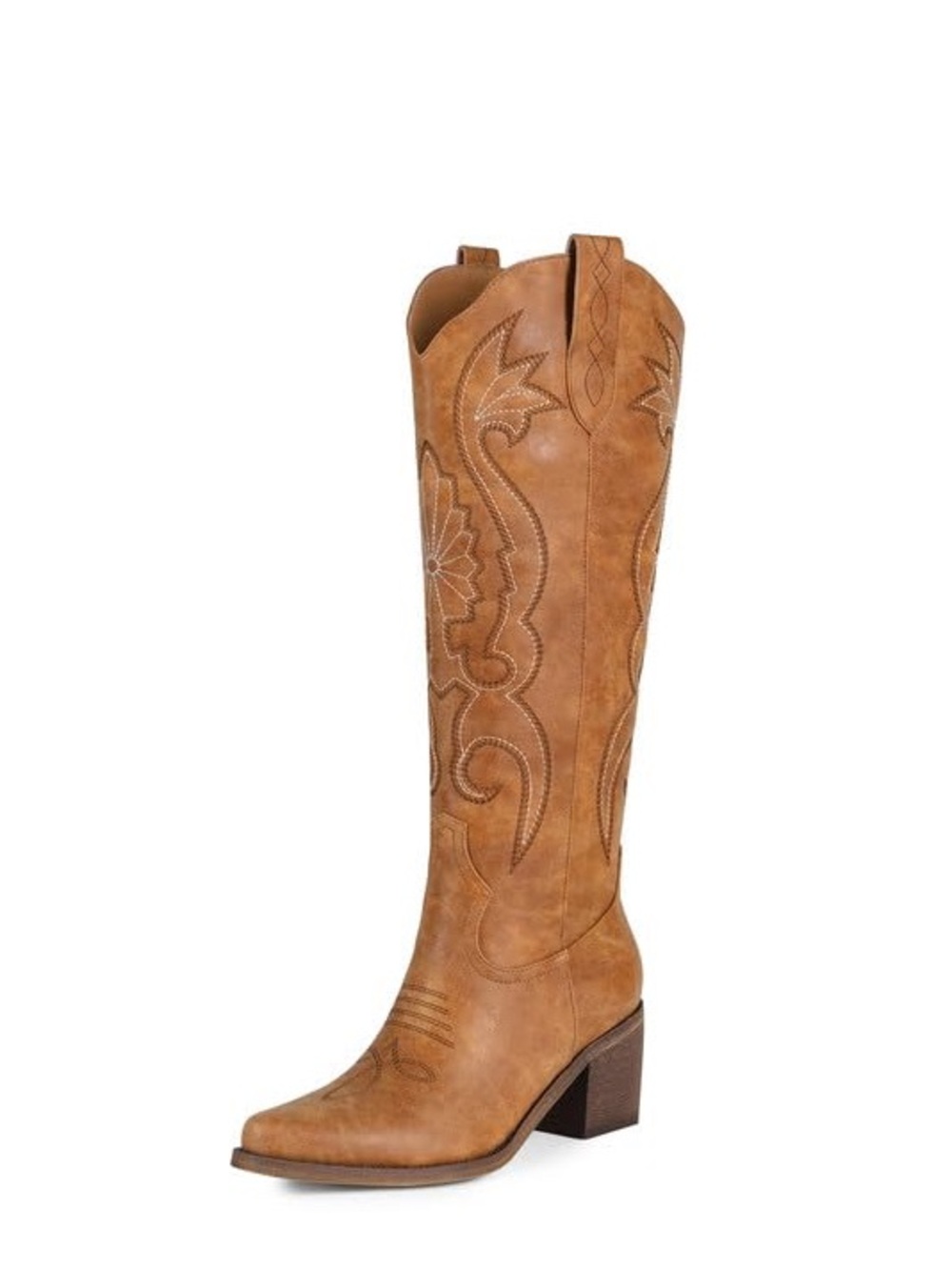 Women's Brown Embroidered Western Knee-High Cowboy Boots SZ 9.5 Cowgirl Boots